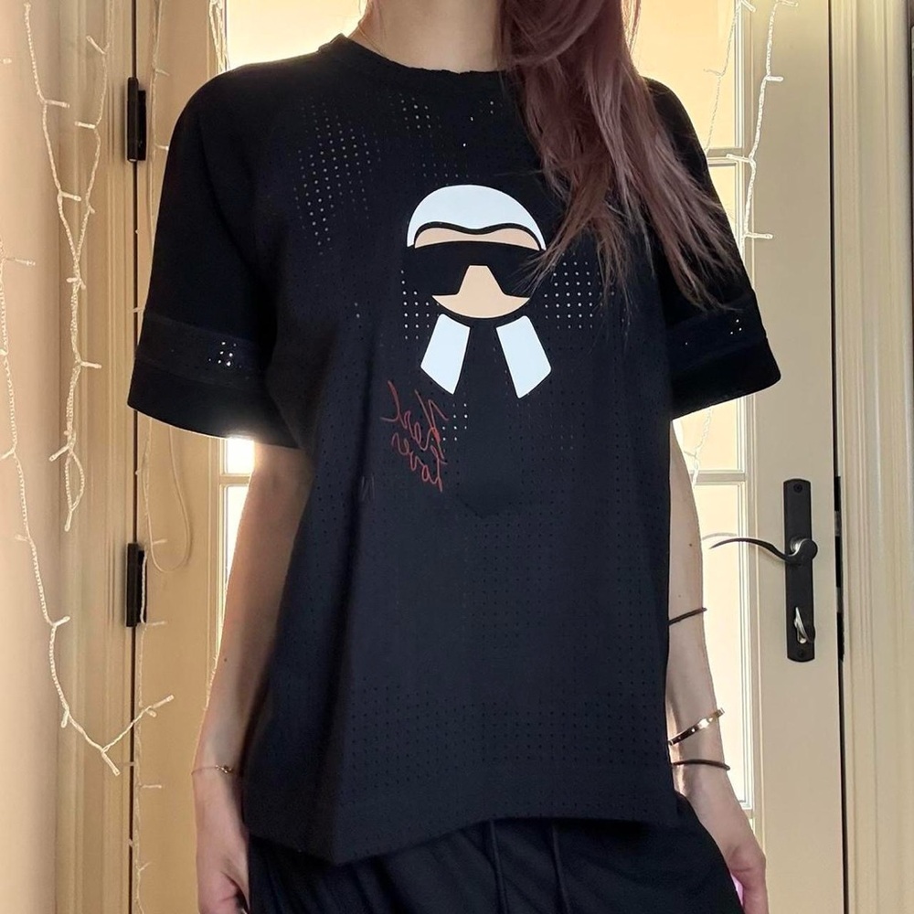 Size 40 Fendi Karl Loves Karlito Sweatshirt Mesh Perforated T-shirt